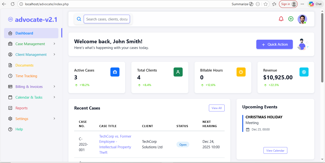 Advocate management system
